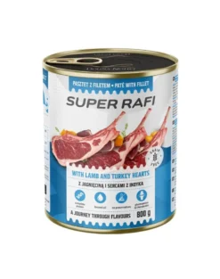 RAFI Super con agnello e cuori di tacchino 800g paté per cani
