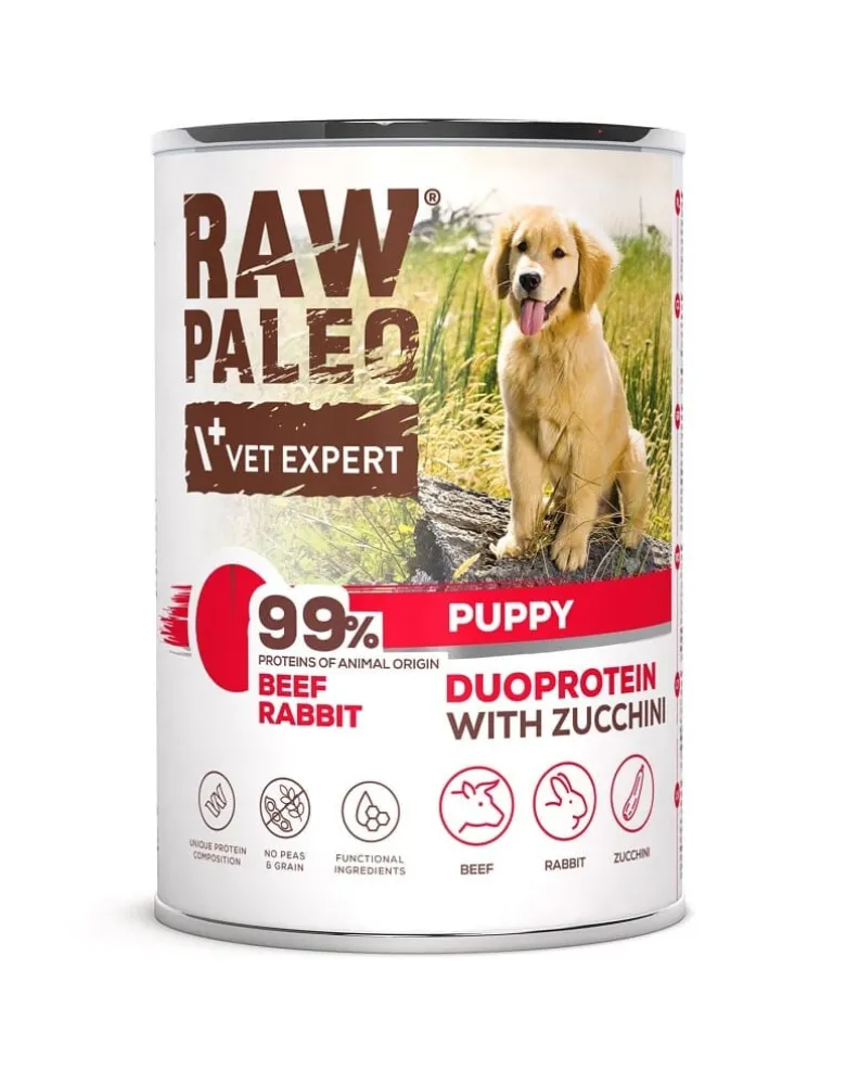 RAW PALEO Beef Rabbit Puppy 400g alimento umido manzo con coniglio per cuccioli