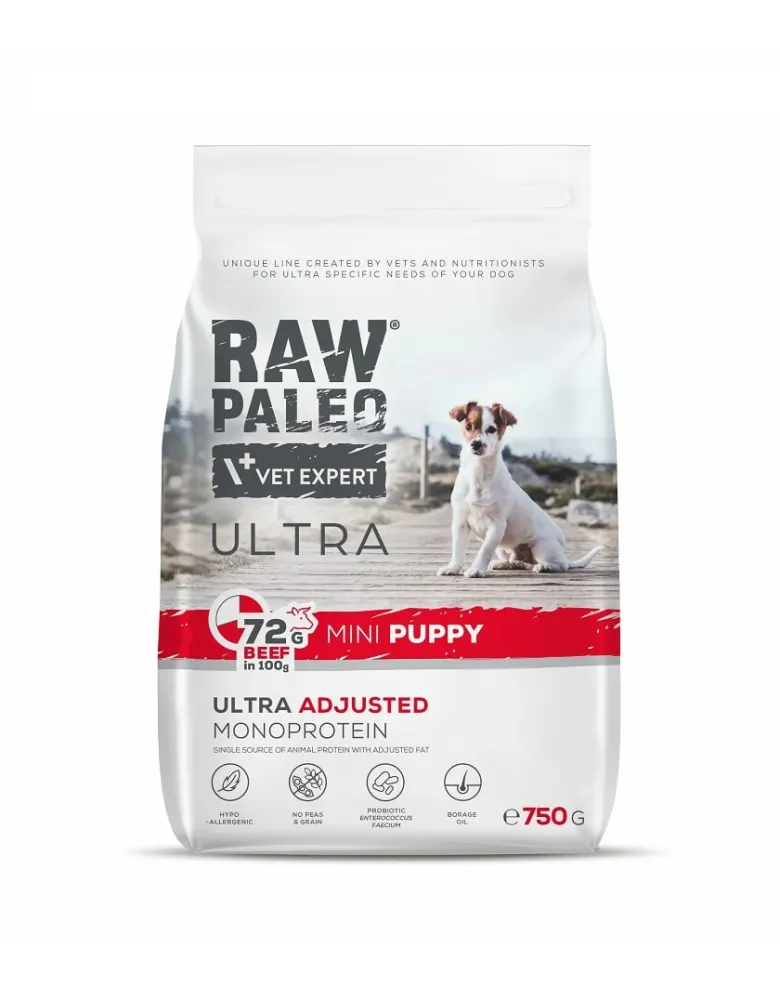 RAW PALEO Ultra Beef Mini Puppy 750g per cuccioli di razza piccola manzo
