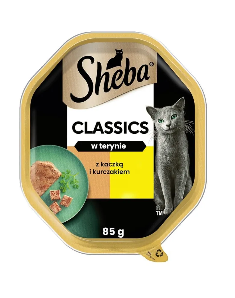 SHEBA Classics vaschetta 85 g cibo umido completo per gatti adulti con anatra e pollo in terrina