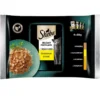 SHEBA Delicacy Fine Flakes Aromi di pollame in bustina 4x85g cibo umido completo per gatti adulti, bocconcini in gelatina con: anatra, pollo, pollame, tacchino