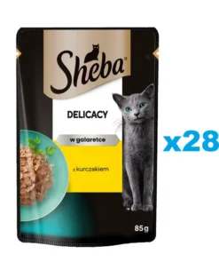 SHEBA Delicacy in bustina 28x85g Alimento umido completo per gatti adulti bocconcini di pollo in gelatina