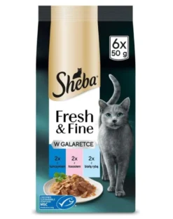 SHEBA Fresh & Fine in gelatina 6x50g con tonno, salmone e pesce bianco, cibo umido per gatti