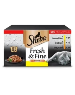 SHEBA Fresh&Fine 50x50 g Bustine di salsa di pollo, pollame e tacchino