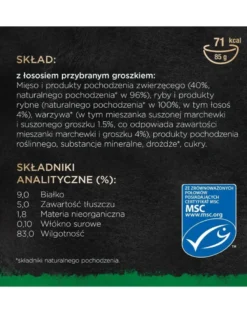 SHEBA Nature’s Collection in vaschetta 85g Alimento umido completo per gatti adulti bocconcini con salmone guarniti con piselli in salsa