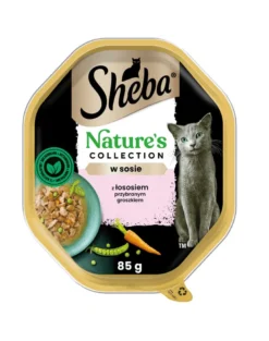 SHEBA Nature’s Collection in vaschetta 22x85g Alimento umido completo per gatti adulti bocconcini con salmone guarniti con piselli in salsa