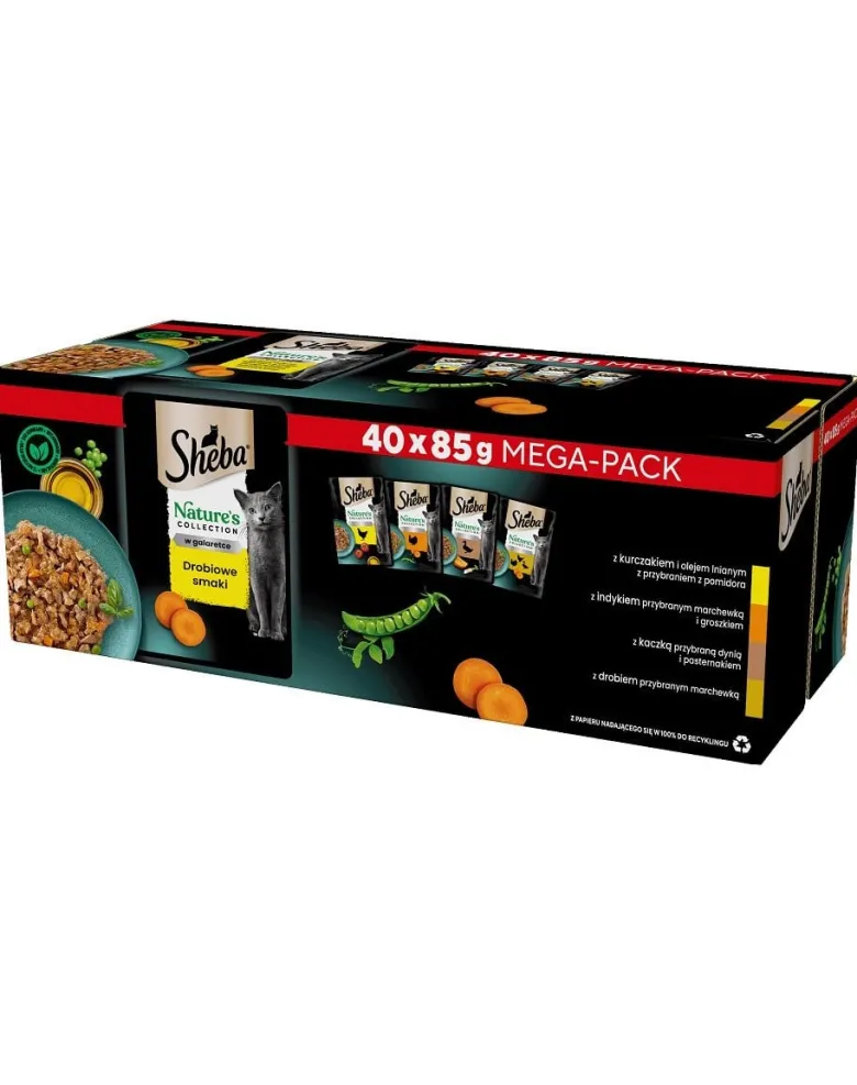 SHEBA Nature’s Collection pollame 40 x 85g pezzi in gelatina con pollo, tacchino, anatra, pollame per gatti adulti