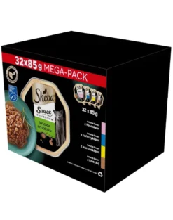 SHEBA Sauce Collection Mix gusti in salsa 32x85 g con salmone, tonno, pollo, anatra