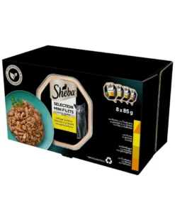 SHEBA Selection Aromi di pollame in vaschetta 32x85 g alimento umido completo per gatti adulti, bocconcini in salsa con pollo e tacchino, pollo, pollame, tacchino