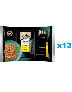 SHEBA Selection Select Slices Aromi di pollame in bustina 53x85 g Alimento umido completo per gatti adulti, bocconcini in salsa con anatra, pollo, pollame, anatra e tacchino