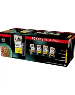 SHEBA Selection Select Slices Bustine al gusto di pollame 40 x 85g pezzi in salsa con: anatra, pollo, pollame, anatra e tacchino per gatti adulti