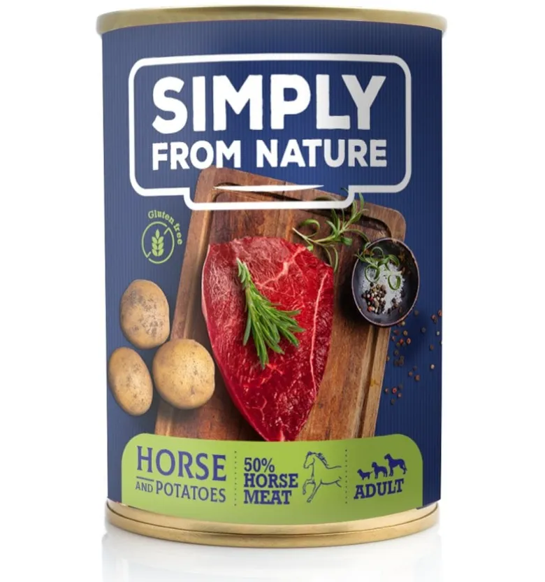 SIMPLY FROM NATURE Cibo umido per cani cavallo e patate 6 x 400g