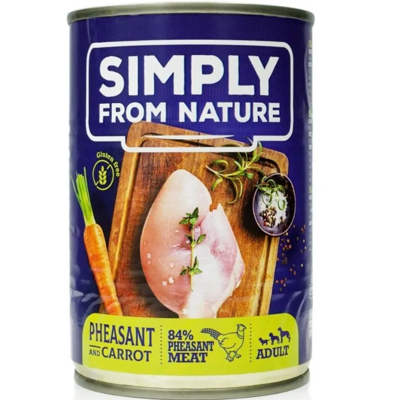 SIMPLY FROM NATURE Mix gusti di cibo umido per cani 6 x 400g + coperchio per le scatolette