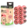 STARCH BAG Sacchetti BIO compostabili per feci 8 rotoli x 15 pezzi, colore rosa