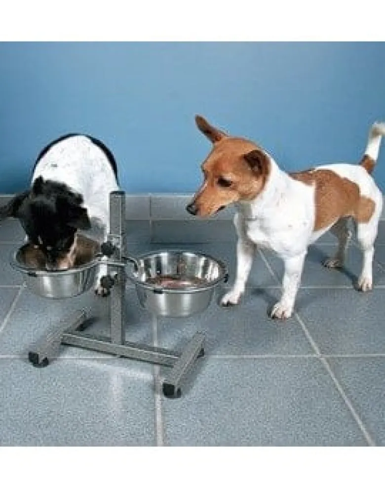 TRIXIE Bar per cani in metallo con ciotole in acciaio inox 2X1.8 l