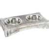 TRIXIE Set di ciotole in acciaio inox/legno 2 × 0,45 l