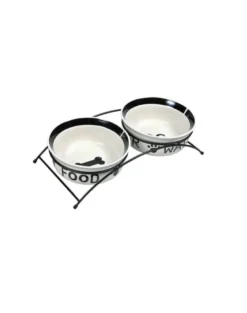 TRIXIE Set di ciotole in ceramica/metallo 2 x 0.25 l / 13 cm
