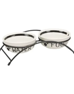 TRIXIE Set di ciotole in ceramica/metallo 2x2.6l/ diam.25cm