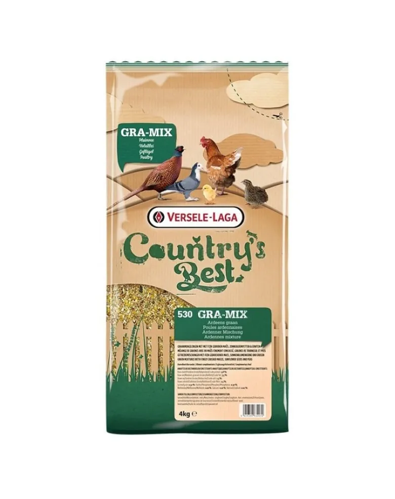 VERSELE-LAGA Country's Best Gra-Mix Ardennes 4kg miscela per pollame ornamentale con mais, semi di girasole e piselli