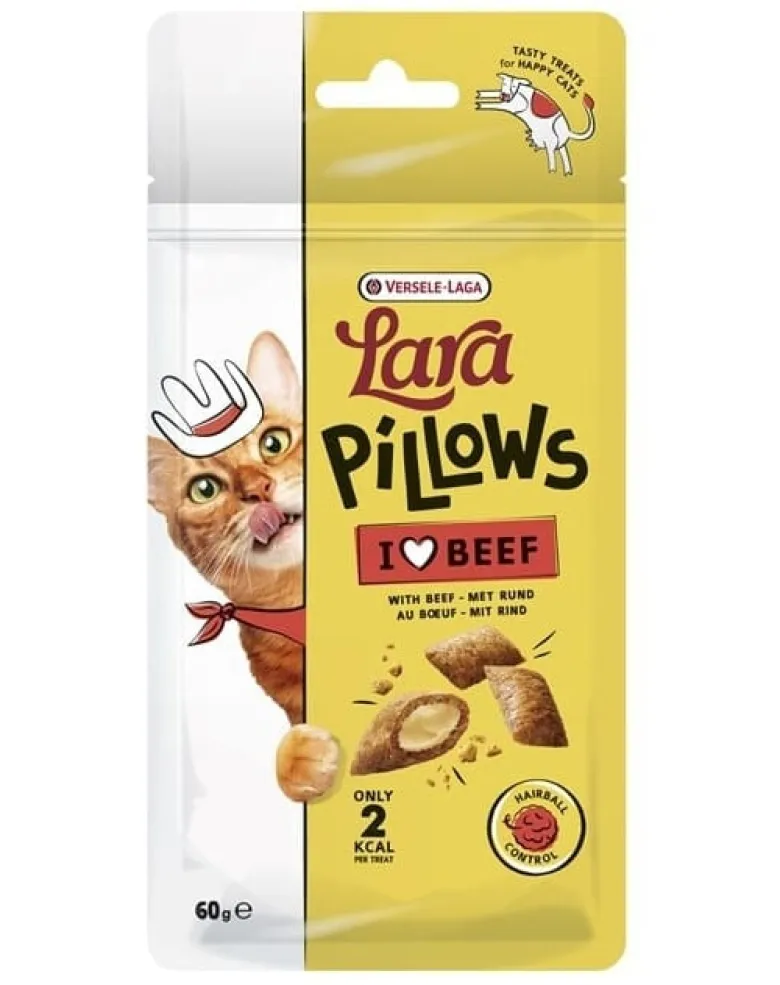 VERSELE-LAGA Lara Snack Pillows with Beef Hairball Control 60g snack per il controllo delle palle di pelo