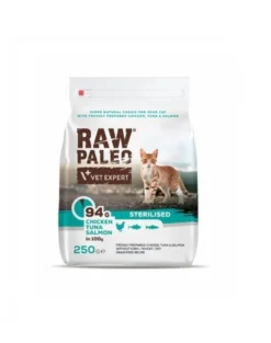 VETEXPERT Raw Paleo Sterilised Chicken&Tuna&Salmon per gatti castrati 250g