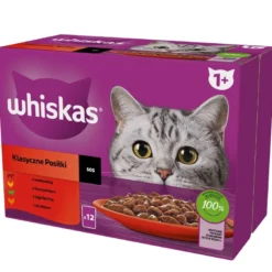 WHISKAS Adult Classic Meals 48x85g Alimento umido per gatti bocconcini con manzo, pollo, agnello e pollame in salsa