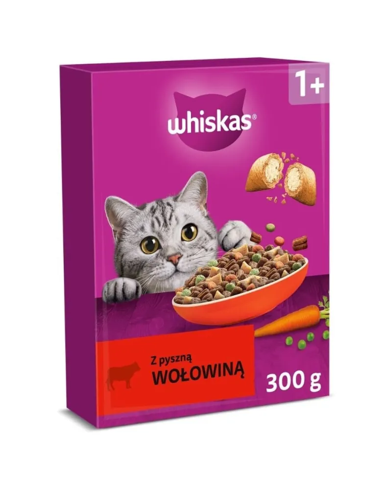 WHISKAS Adult con deliziosa carne di manzo 300 g cibo secco per gatti