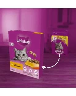 WHISKAS Adult 300g alimento secco completo con delizioso pollo per gatti adulti