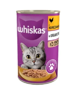 WHISKAS Adult 400g - Alimento umido completo per gatti adulti, pezzi di pollo in gelatina
