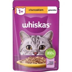 WHISKAS Adult in bustina 28x85g Alimento umido con pollo in gelatina per gatti adulti