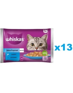 WHISKAS Adult in bustina 52x85g Alimento umido in gelatina con salmone e tonno