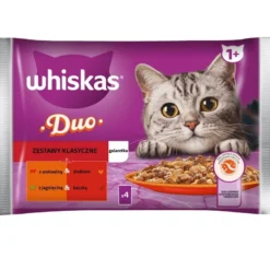WHISKAS Adult in bustina 52x85g Alimento umido per gatti bocconcini in gelatina con manzo e pollame, agnello e anatra