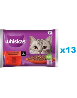 WHISKAS Adult Pasti Classici 52x85g Bocconcini con pollo e manzo in salsa