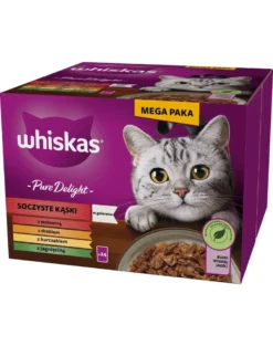 WHISKAS Adult Pure Delight Bocconcini in gelatina 24x85 g con manzo, pollo, agnello, pollame per gatti adulti