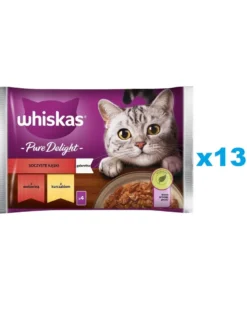 WHISKAS Adult Pure Delight 52x85g Alimento umido per gatti in pezzi con manzo e pollo