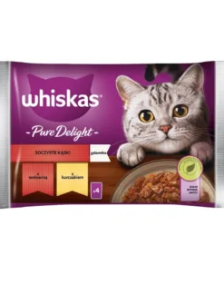 WHISKAS Adult Pure Delight 52x85g Alimento umido per gatti in pezzi con manzo e pollo