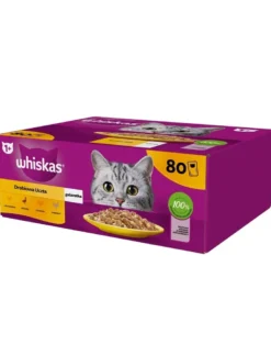 WHISKAS Adult sachet 80x85g Festa di Pollo umida cibo completo per gatti adulti in gelatina pezzi di pollo, anatra, pollame, tacchino