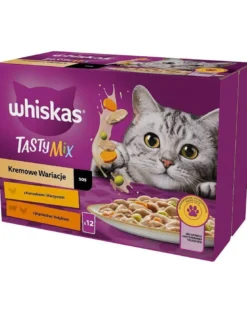 WHISKAS Adult Tasty Mix 12x85g Variazioni cremose con pollo e verdure, agnello e tacchino in salsa