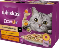 WHISKAS Adult Tasty Mix 48x85g Variazioni cremose con pollo e verdure, agnello e tacchino in salsa