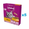 WHISKAS Adult 5x800g Alimento secco completo con delizioso pollo per gatti adulti