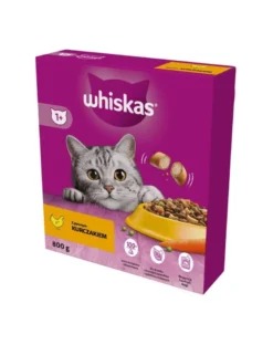 WHISKAS Adult 5x800g Alimento secco completo con delizioso pollo per gatti adulti