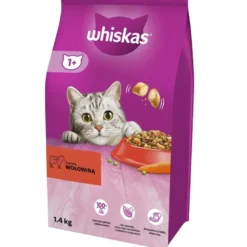 WHISKAS Adult 6x1,4 kg alimento secco completo per gatti adulti con carne di manzo