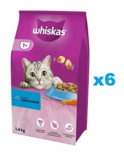 WHISKAS Adult 6x1,4 kg alimento secco completo per gatti adulti con tonno