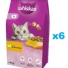 WHISKAS Adult 6x1,4kg Alimento secco completo per gatti adulti con delizioso pollo
