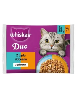 WHISKAS Duo Adult da Terra e Mare in gelatina 4x85 g cibo umido per gatti