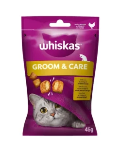WHISKAS Groom & Care 45g snack con pollo per gatti