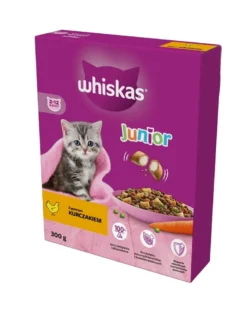WHISKAS Junior 300g alimento secco completo con delizioso pollo per gattini