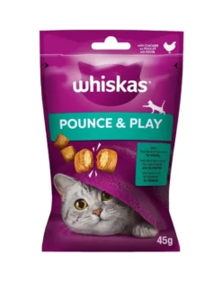 WHISKAS Pounce & Play 8 x 45g snack con pollo per gatti