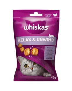 WHISKAS Relax & Unwind 8 x 45g snack con pollo per gatti