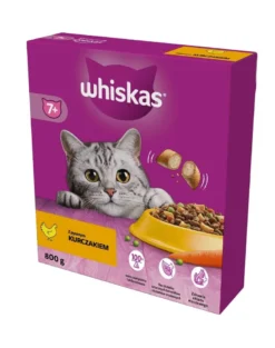 WHISKAS Senior 800g cibo secco con delizioso pollo per gatti anziani